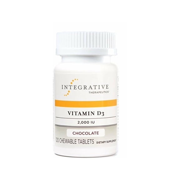 Integrative Therapeutics Vitamin D3 2,000 IU - Vitamin D for Bone Health* - Supports a Healthy Immune System* - Gluten-Free & Dairy-Free - Chocolate Favored, 120 Chewable Tablets (120 Servings)