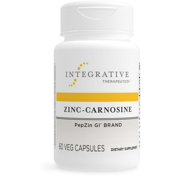Integrative Therapeutics Zinc-Carnosine - PepZin GI Brand Supplement with Zinc and L-carnosine - Gut Health and GI Tract Support - Gluten Free and Vegan - 60 Capsules