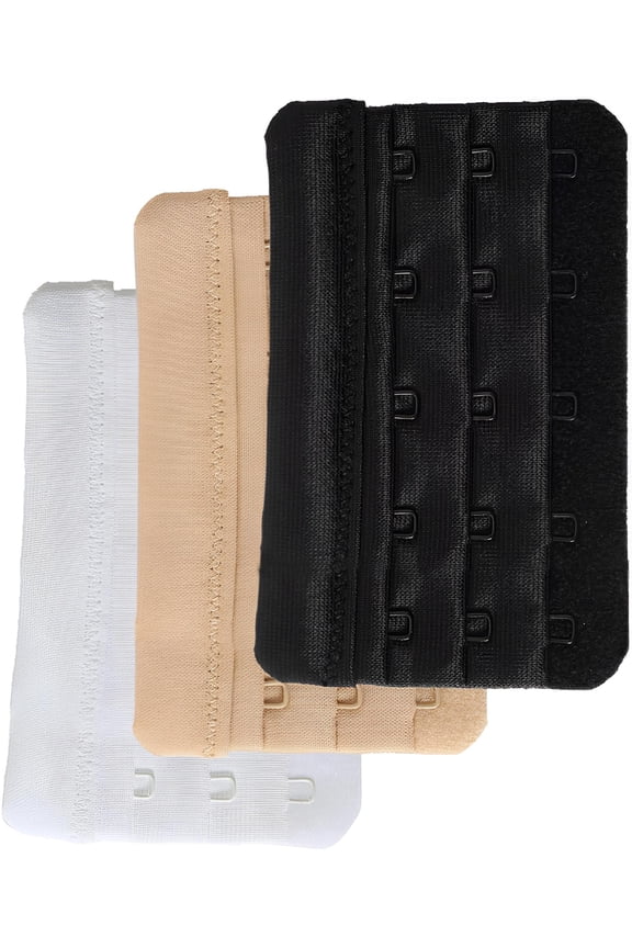 Women's Plus Size 5 Hook Bra Extender, 3 Pack