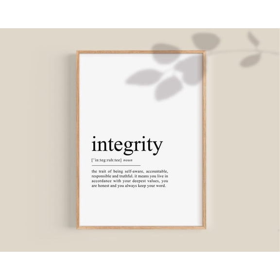Integrity Definition Office Classroom Art, Unframed Paper Print Size 8x12