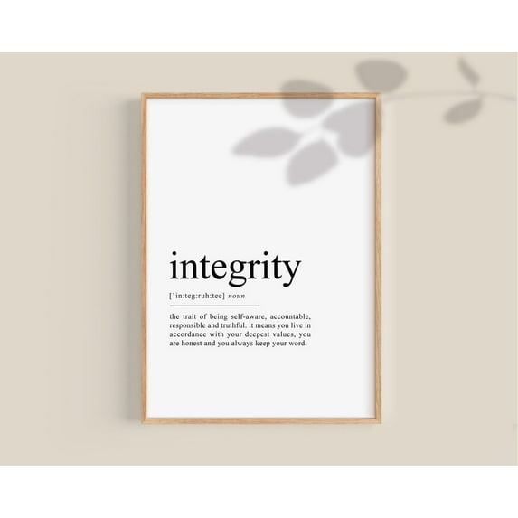 Integrity Definition Poster, Integrity Quote, Office Wall Art, Classroom Posters, Teamwork Poster, Dictionary Art Home Decor, 16x24 UNFRAMED