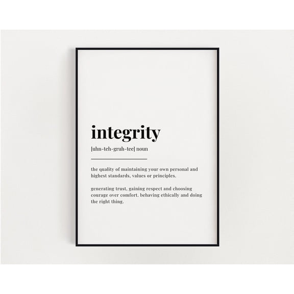 Integrity Definition Print, Wall Art Print, Integrity Print, Definition Print, Quote Print Home Decor #3008, Unframed Poster Size 8x12