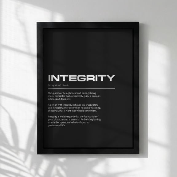 Integrity Definition Wall Art Print, Unframed Paper Poster 8x10in