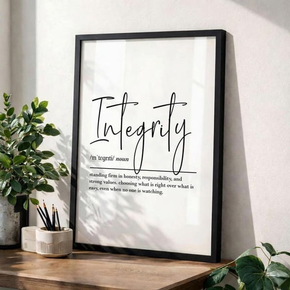 Integrity definition, printable wall art, , resilience poster, team s, motivational wall art, integrity poster, Unframed Paper Poster 8x10in