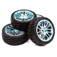 thumbnail image 1 of Integy RC Toy Model Hop-ups C23435BLUE 14 Spoke Complete Wheel & Tire Set (4) for 1/10 Touring Car, 1 of 1