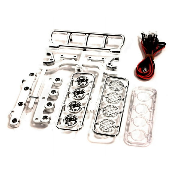 Integy RC Toy Model Hop-ups C25000SILVER Realistic Folding Light Bar w/ 4 LED Light Set for 1/10 Size Off-Road