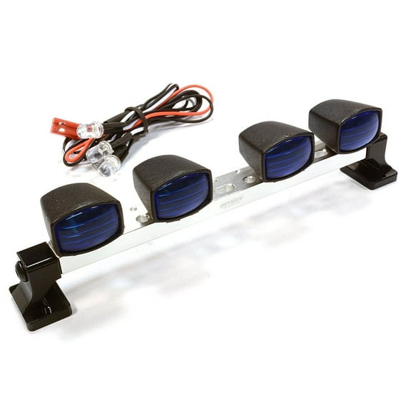 Integy RC Toy Model Hop-ups C26286SILVER Billet Machined T7 Realistic Roof Top Blue Color Spot Light (4) w/ LED