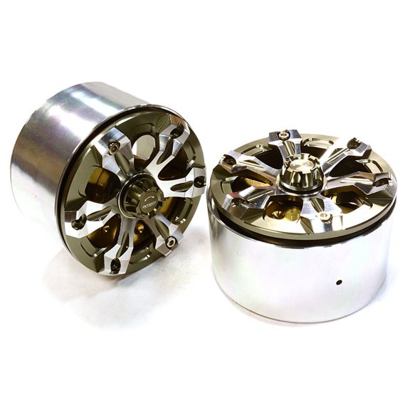 Integy RC Toy Model Hop-ups C26358GUN Billet Machined 6 Spoke LCG Weighted Wheel (2) for 1/10 Scale 2.2 Crawler Truck