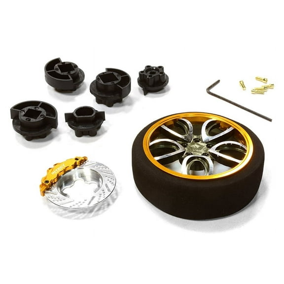 Integy RC Toy Model Hop-ups C26404GUNGOLD V10 Spoke Steering Wheel Set for Most HPI, Futaba, Airtronics, Hitec & KO
