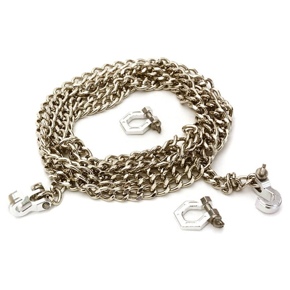 Integy RC Toy Model Hop-ups C27172SILVER Realistic 1/10 Size Drag Chain & Tow Hooks w/ Bow Shackle for Off-Road Crawler