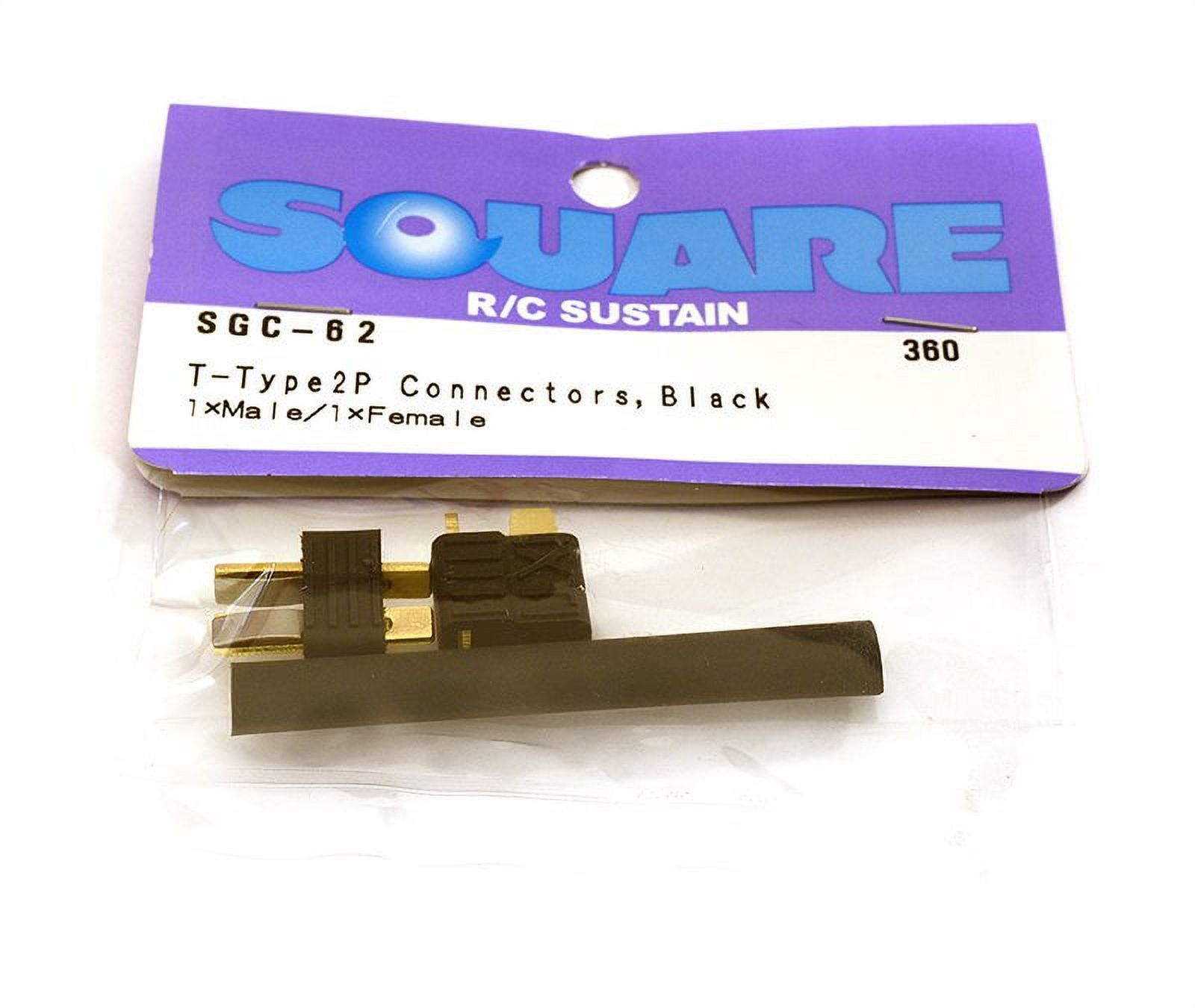 Integy RC Toy Model Hop-ups SQ-SGC-62 Square R/C T-Type 2P Connectors, Black (1x Male/1x Female) - image 1 of 1