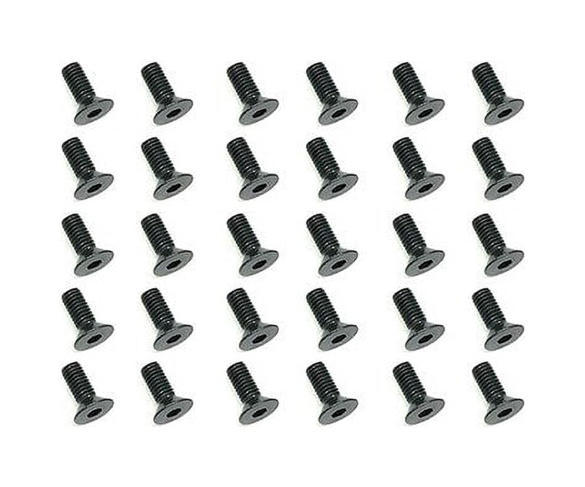 100pcs Black Alloy Steel Flat Head Hex Screws - M3 X 10mm, Grade 10.9, For DIY & Electronics