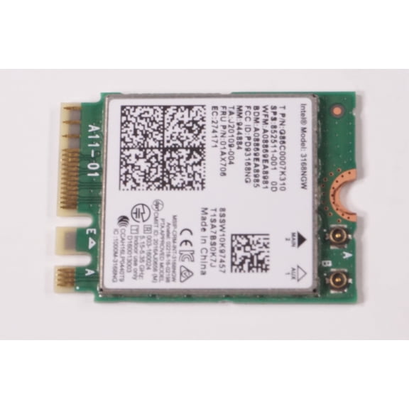 Pre-Owned Intel 3168NGW Dual Band Wireless-AC 3168 WiFi Bluetooth 4.2 PCIe Card
