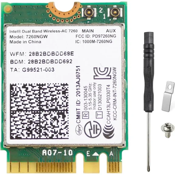 Intel 7260NGW Wireless WiFi Card for Laptop, M.2 WiFi Module Dual Band 2.4Ghz/5.8Ghz AC 1200Mbps Wireless Network Adapter with Bluetooth 4.0 Support Windows 10, Windows 8, Windows 7