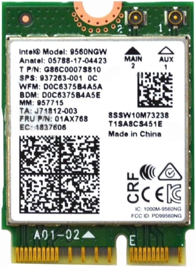 Carte WiFi Intel 9560NGW - Bluetooth 5.1 | Module M.2 2230 Pour PC Portable - 802.11AC Et Double Connectivité Sans Fil