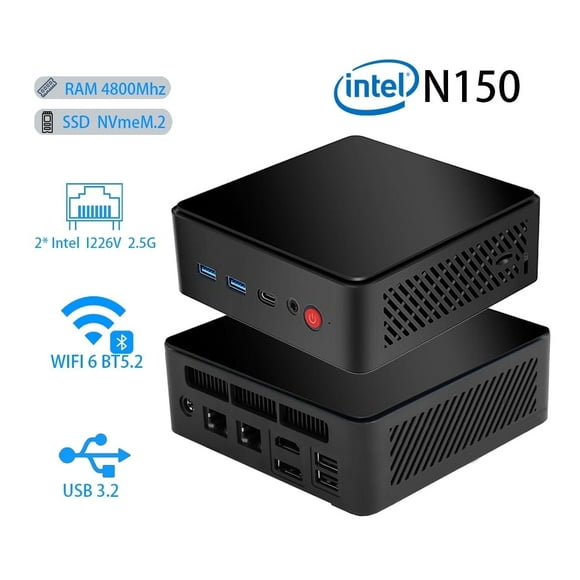 Intel Alder Lake N150 ,Desktop Computer,Mini PC NAS,DDR5 CCD EMMC M.2 NVMe 2280 Slots, Network Attached Storage, NucBox LM06