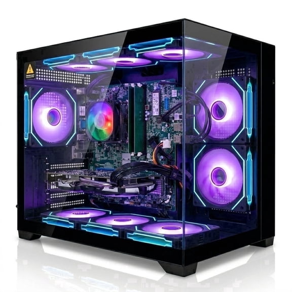 Gaming PC Desktop Computer i7-8700 GTX 1050 16GB DDR4 RAM 400GB NVMe SSD + 1TB HDD WiFi 6 BT5.4 Win11 9 ARGB Fans RGB Keyboard & Mouse