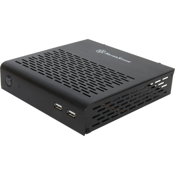 SILVERSTONE Black Aluminum / Steel PT13B Mini ITX Media Center / HTPC Case