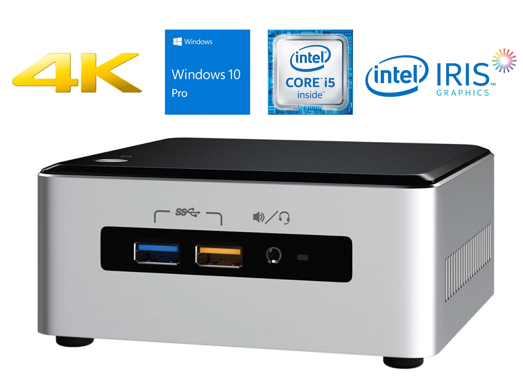 Intel Mini Desktop Mini PC Computer, Intel Core i5, 32GB RAM, 1TB SSD,  Windows 10, Gray, NUC6i5SYH-R-321sP 