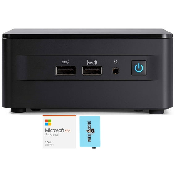 Intel NUC 12 Pro Kit School/Business Mini Desktop (Intel i7-1260P 12-Core, Intel Iris Xe, 8GB RAM, 128GB PCIe SSD + 1TB HDD (2.5), Wifi, Win 11 Pro) with Microsoft 365 Personal , Dockztorm Hub