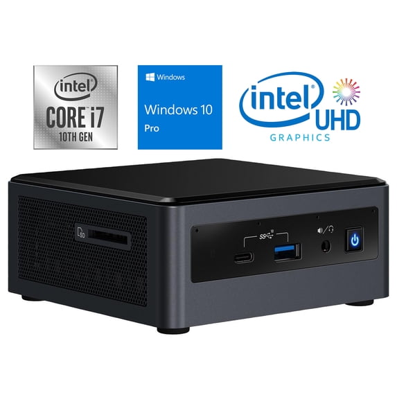 Intel NUC10i7FNH Mini PC, Intel Core i7-10710U Upto 4.7GHz, 32GB RAM, 512GB NVMe SSD + 1TB HDD, HDMI, Thunderbolt, Card Reader, Wi-Fi, Bluetooth, Windows 10 Pro
