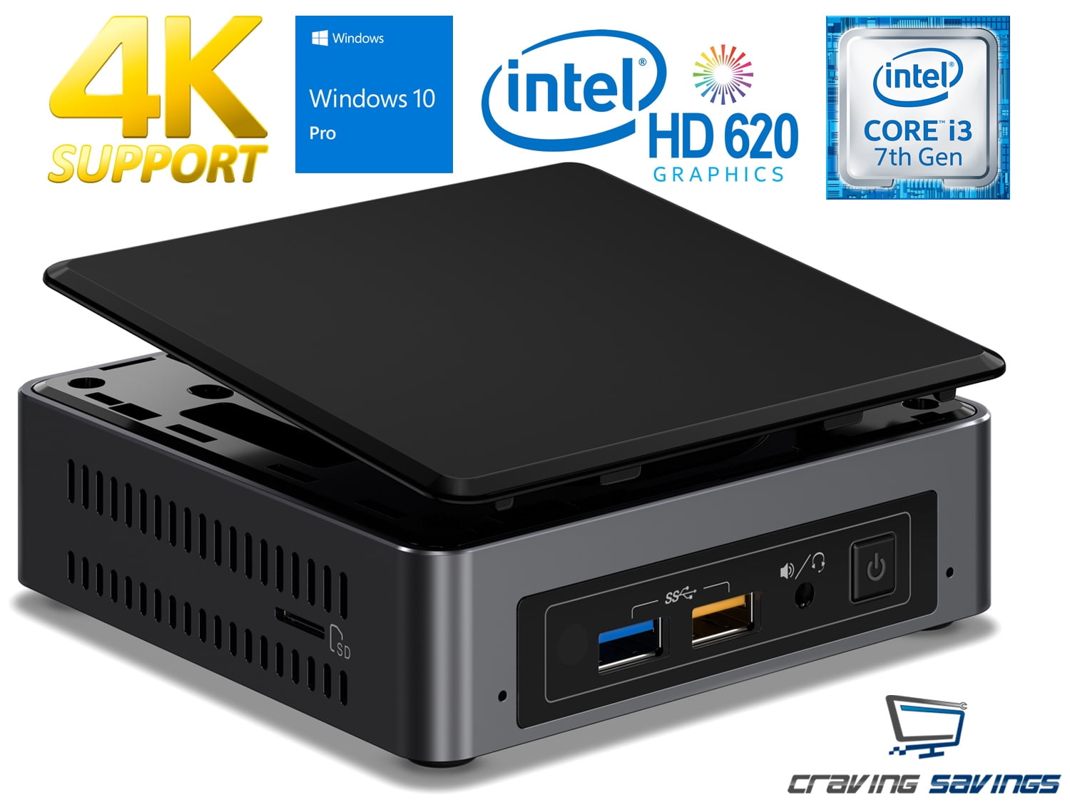 Intel NUC7i3BNK Mini PC, Intel Core i3-7100U 2.4GHz, 8GB DDR4, 512GB ...
