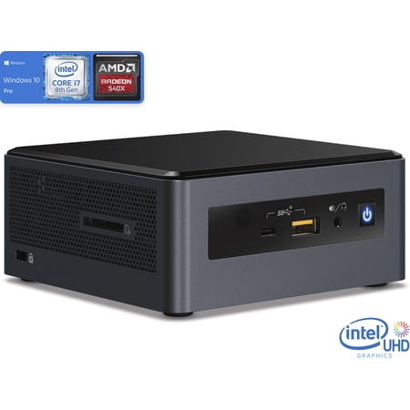 Intel NUC8i7INHJA Mini PC, Intel Core i7-8565U Upto 4.6GHz, 8GB RAM, 512GB NVMe SSD, AMD Radeon 540X, HDMI, Mini DisplayPort, Card Reader, Wi-Fi, Bluetooth, Windows 10 Pro