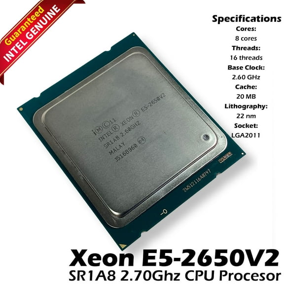 Pre-Owned Intel Xeon E5-2650V2 8 Core 2.6GHz 20MB Smart Cache 8GT/s QPI TDP 95W SR1A8