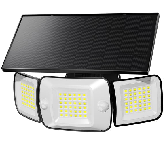 intelamp 6000mAh Solar Flood Light 1500LM Waterproof Light Outdoor LED Security Light with Dual Motion Sensors for Tree Balcony Garden Driveway