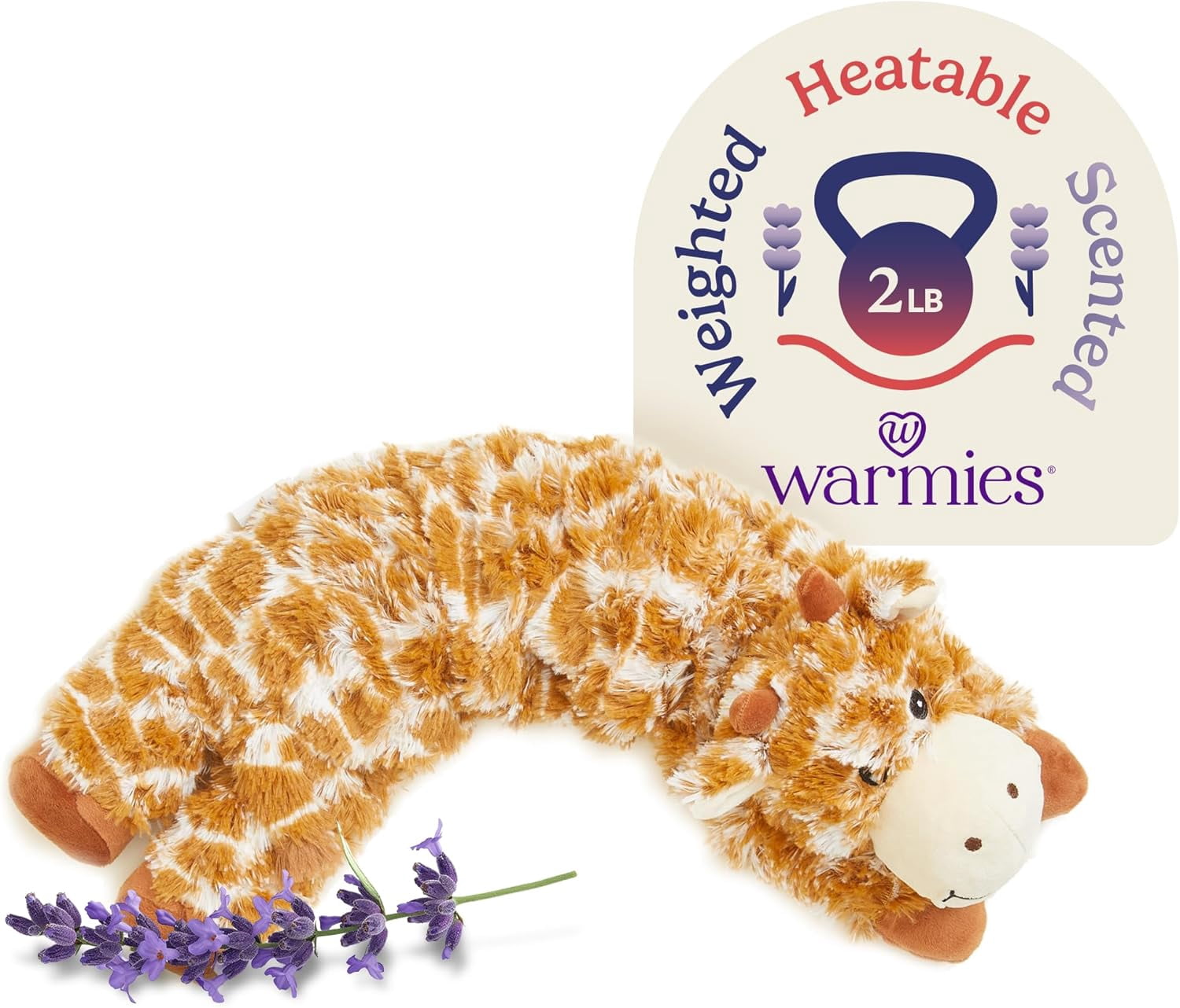 warmies Heating Pad Wrap, Microwavable Neck and Shoulder Weighted Plush Heat Pad, Giraffe