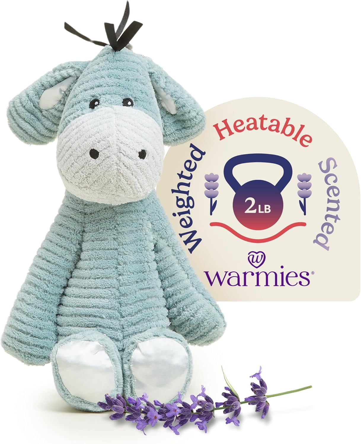 warmies 13” Donkey Stuffed Animal, Microwavable Heated Plushies and Weighted Soft Plush Toys