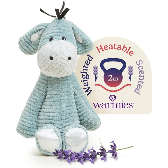 warmies 13” Donkey Stuffed Animal, Microwavable Heated Plushies and Weighted Soft Plush Toys