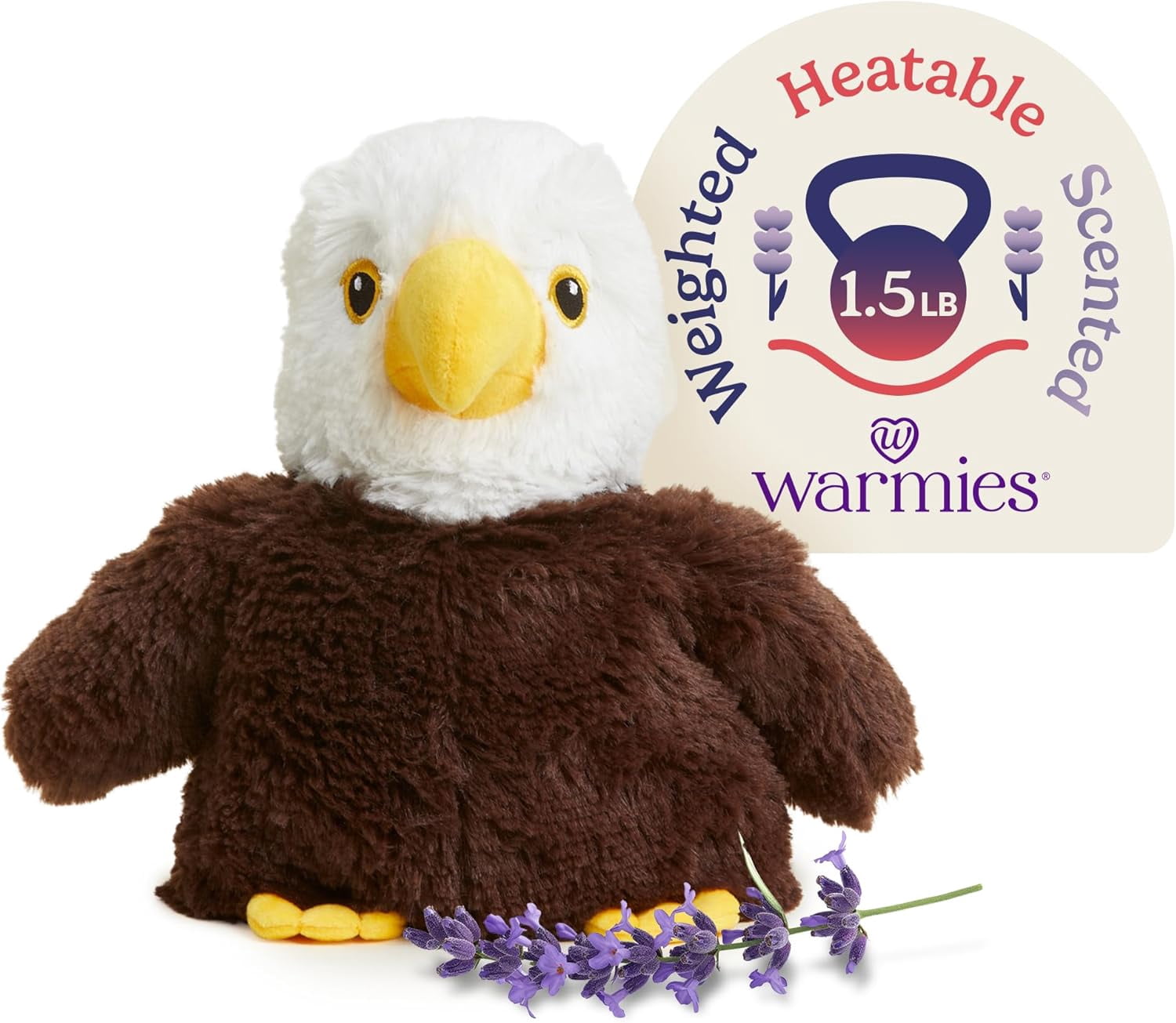 warmies 13” Eagle Stuffed Animal, Microwavable Heated Plushies and Weighted Soft Plush Toys
