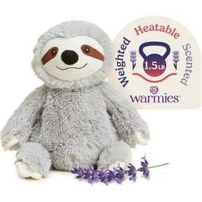 warmies 13” Gray Sloth Stuffed Animal, Microwavable Heated Plushies and Weighted Soft Plush Toys