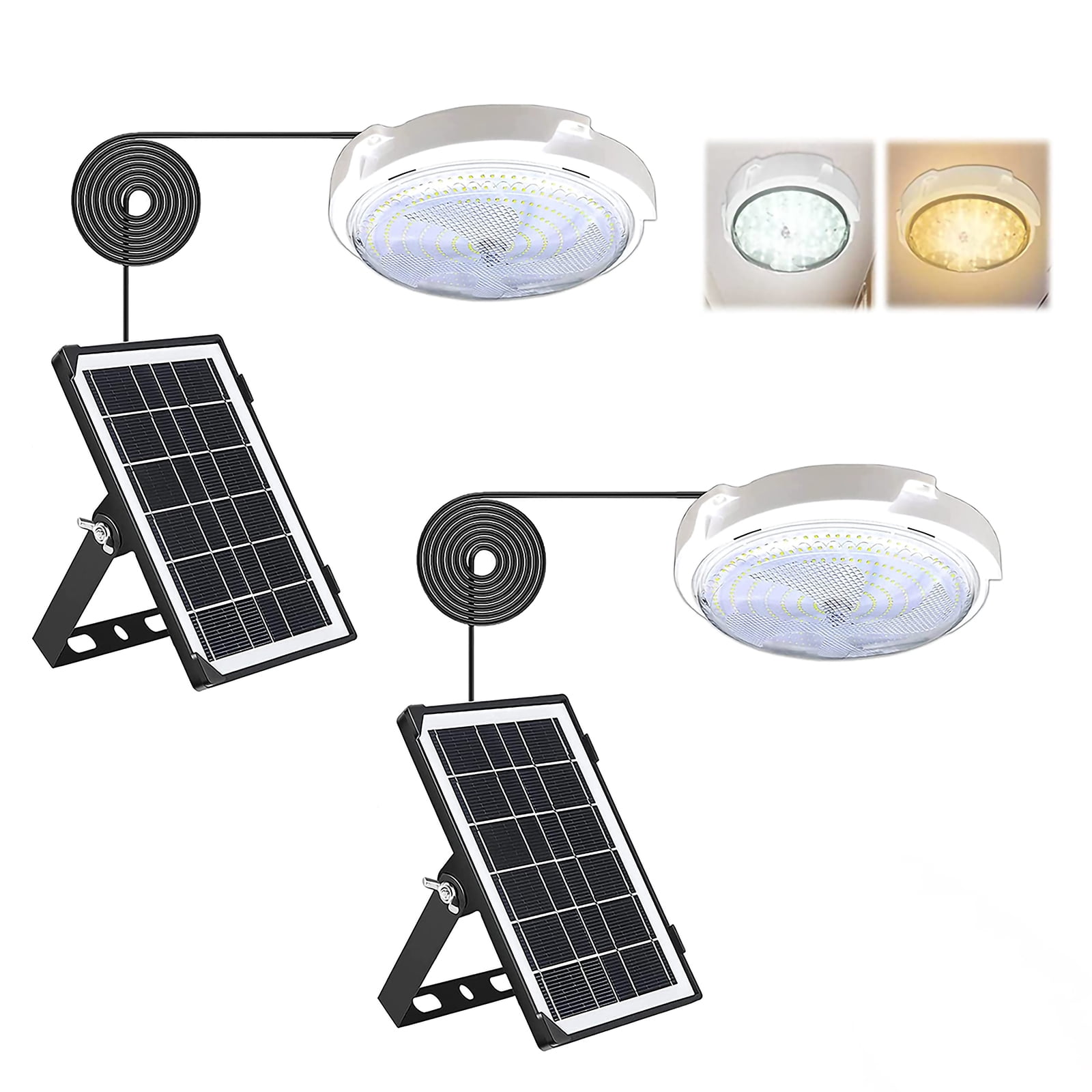Intelive 2-Pack LED Solar Ceiling Light, Indoor/Outdoor, 5000LM, 3 ...