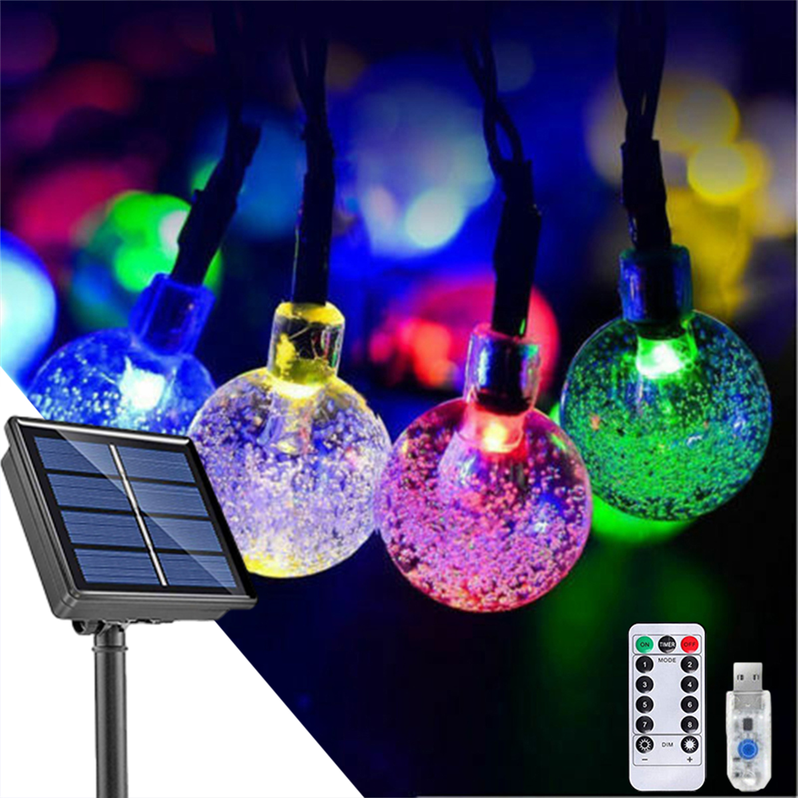 Intelive 36FT 60 LED Solar String Light Patio Decor Lights Outdoor