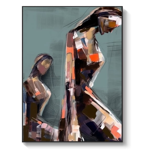 Intellectual woman abstract back oil painting, female art modern wall art, elegant art,122*91cm (48*36) inches, unstretched frameless