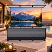 Intellicube 100" Dual-Motion Outdoor TV Lift Cabinet, Weather-Resistant Motorized Aluminum TV Stand, Metallic Gray