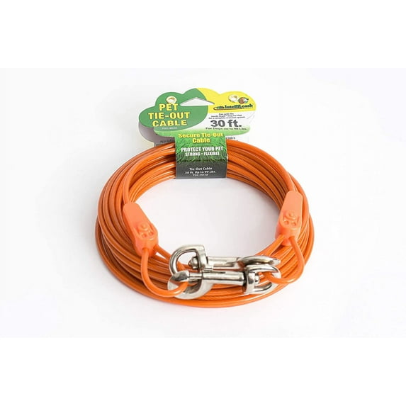 IntelliLeash 30FT Tie-Out Cables for Dogs - Strong, Safe, and Durable Dog Tie-Outs for Small Dogs up to 90 Pounds - Weather and Wear Resistant Galvanized Aircraft Cable for Outside Use