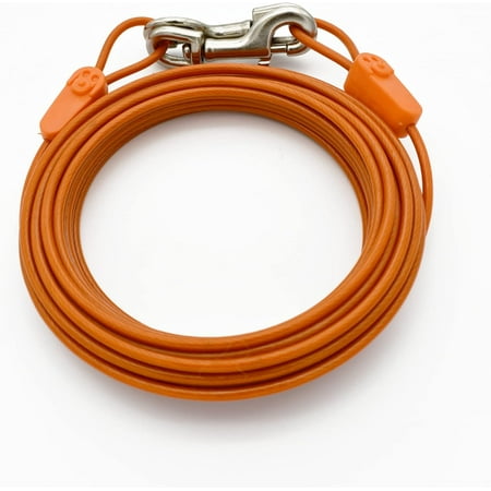 30FT Tie-Out Cables for Dogs - Strong, Safe, and Durable Dog Tie-Outs for Every Breed up to 125 Pounds - Weather and Wear Resistant Galvanized Aircraft Cable for Outside Use