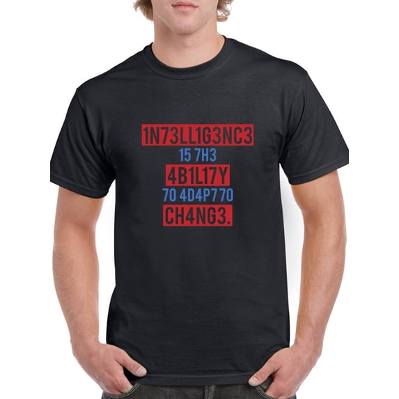 Intelligence Is Ability To Adapt To Change Science Quote Men Black T-Shirt, Male Medium