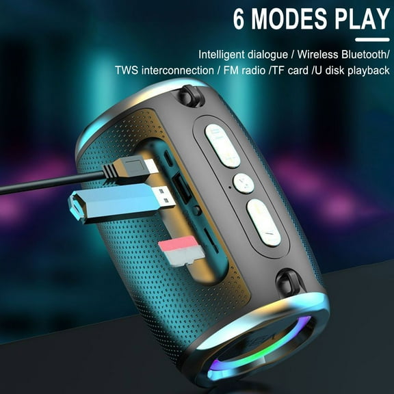 Intelligent 5.0 Bluetooth Speaker,High Volume Car Mount Household Subwoofer,360° Panoramic Sound Effect,6 Modes Play,Ideal for Home,Office and Car Use(Black)