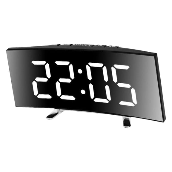 Intelligent Alarm Clock Quiet Operate Curved LED Screen Temperature Monitor Night lighting USB Power