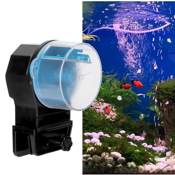 KSY Aquatics Battery Operated Auto Fish Feeder Timer, Programmable Digital Dispenser for Tank (Blue)