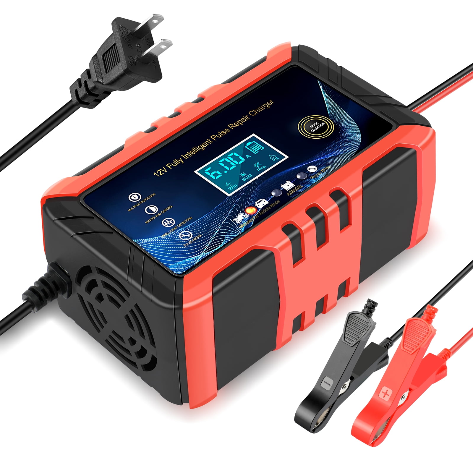 Intelligent Automatic Car Battery Charger 12/24V 6A Pulse Repair