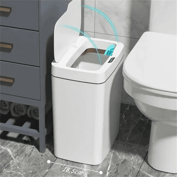 Intelligent Bathroom Trash Can Electronic Trash Can White Narrow Intelligent Sensing Dustbin Smart Home