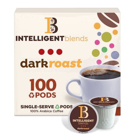 Intelligent Blends Dark Roast Coffee Pods, 100ct. Solar Energy Produced Single Serve Dark Roast Coffee Pods - 100% Arabica Beans California Roasted, KCup Compatible