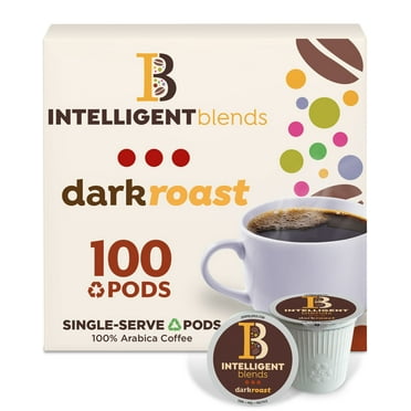 Intelligent Blends Dark Roast Coffee Pods, 100ct. Solar Energy Produced Recyclable Single Serve Dark Roast Coffee Pods - 100% Arabica Coffee California Roasted, KCup Compatible