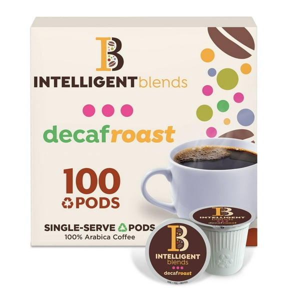 Intelligent Blends Dark Roast Decaf Coffee Pods, Compatible w/ K-Cup Brewers, 100ct