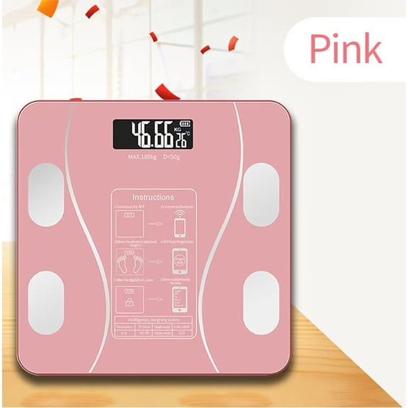 Intelligent Body Fat Scale, a Simple and Practical Digital Scale That can be Connected to a Mobile Digital Bathroom Scale to Display BMI, Body Fat, Muscle Mass, and Durable Weight Scale (PINK)